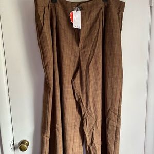 Wide leg brown striped pants 4X new with tags